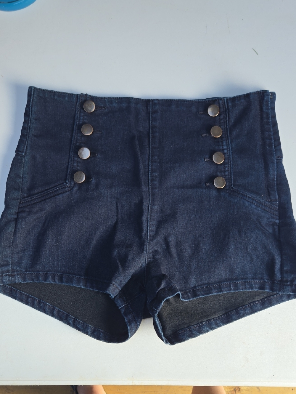 High-Waisted Navy Button-Front Women’s Shorts